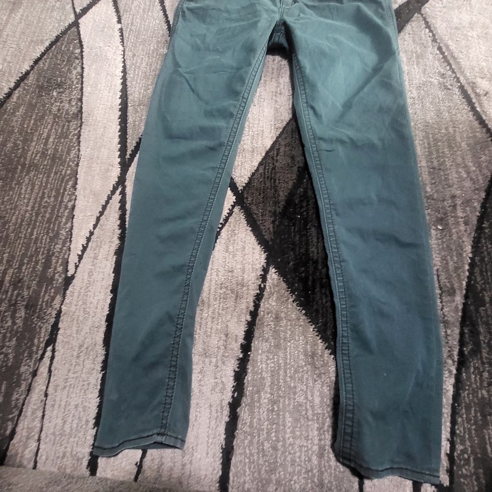 Womens Teal Green Rock Revival Jeans With Embellished Pockets